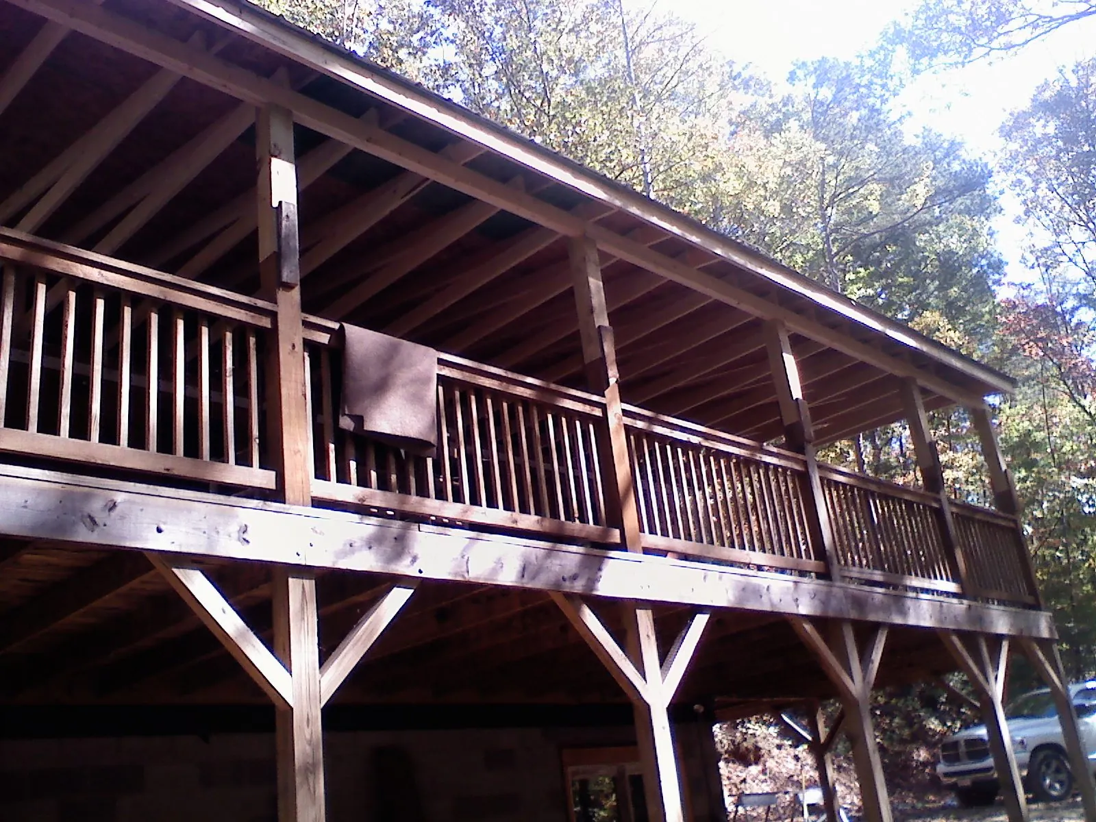 Timber framing under a new elevated porch and deck — Roof Leak Repair in Claxton by Roofing Brothers